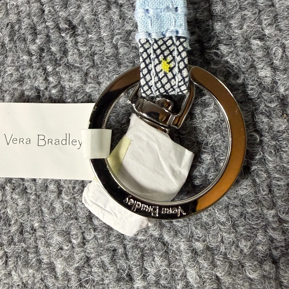 Vera Bradley Lanyard Butterfly By Blue Floral Cotton ID Key Holder 28145-X49 NEW